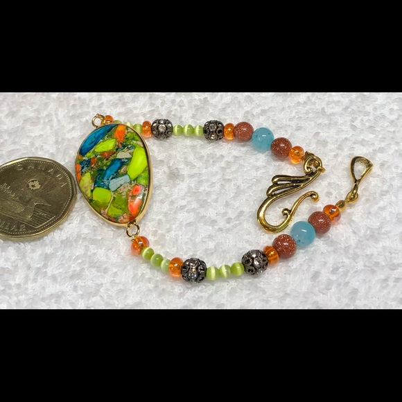 Stunning yellow and orange beaded bracelet - Picture 2 of 10